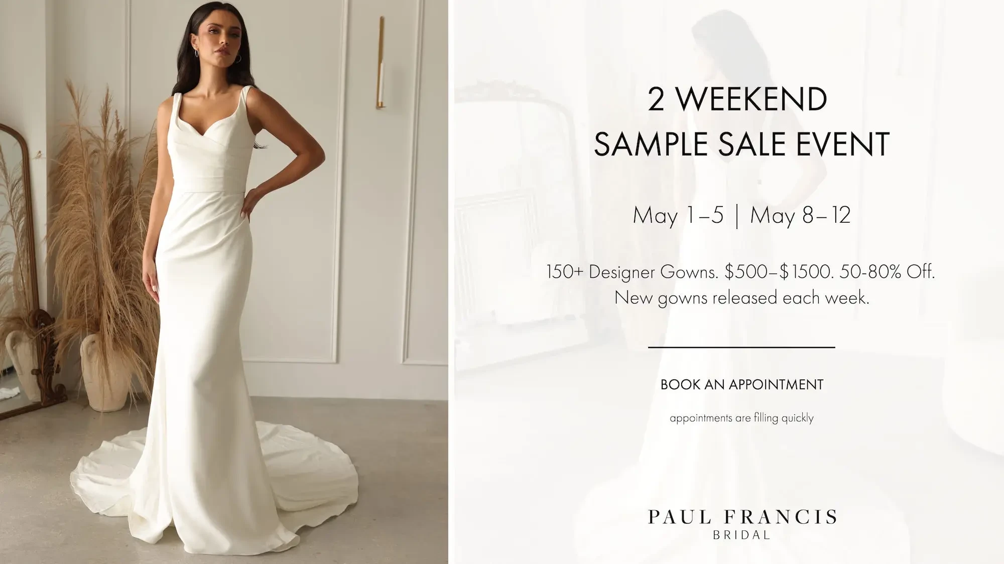 2 weekend sample sale event banner