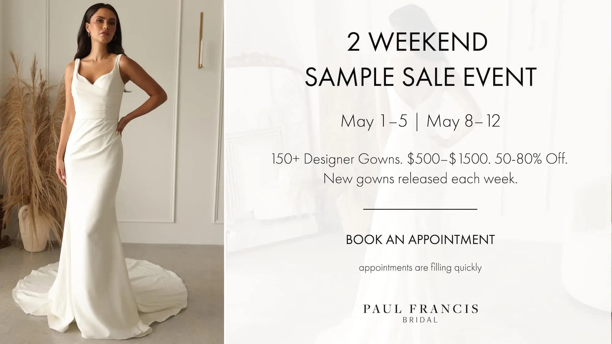 2 weekend sample sale event banner